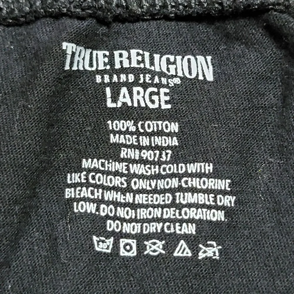 True Religion Arm Logo SS Black Unisex Tee - Size Large